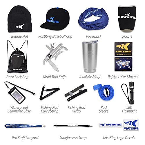 KastKing Inner Circle Fishing Fan Club Fishing Gear Combo Includes Back Sack Bag, Baseball Cap, Rod Sleeve, Rod Carry Strap, LED Flashlight, Insulated Cup Plus More Fishing Gear - Over 16 Great Items