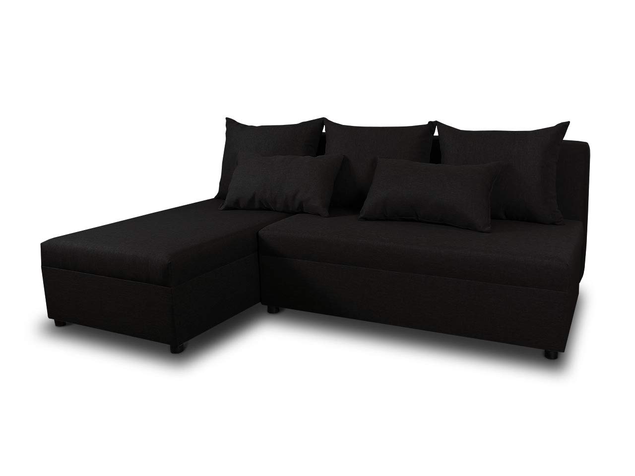 Sofnet Ecksofa Pono mit Schlaffunktion - Couchgarnitur, Eckcouch, Sofa, Sofagarnitur, Bettsofa, L-Form Couch, Schlafsofa - Ottomane Universal (Schwarz (Sawana 14))