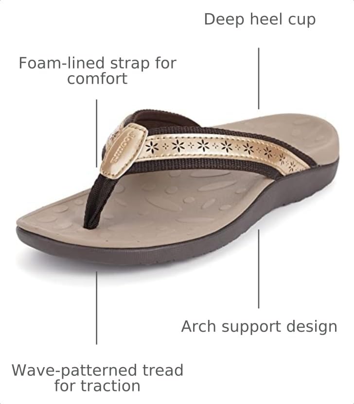 Image of Joomra Women's Flip Flops Arch Support Orthotic Thong Sandals | Plantar Fasciitis Relief, Supportive Sole, Vegan Leather Upper, Soft Toe Post, Comfortable Beach Pool Daily Use
