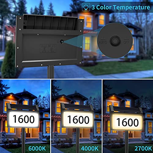 Solar House Number Sign, Deerdance Led Illuminated Outdoor Address Plaque With Smart Control, 3-Color In 1 Waterproof Solar Powered House Number Light With Stakes For Outside Home, Yard, Street, House #TOP3