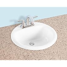 Gele 1919, 19x19, 19 inch Round Drop in Bathroom Vessel Sink, 3 Faucet holes w/ 4 Punching, Modern Style Porcelain Ceramic Counter Top Basin, White Vanity Sink