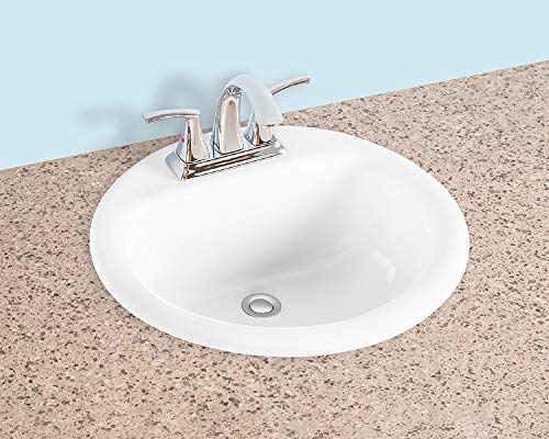 Gele 1919, 19''X19'', 19 Inch Round Drop In Bathroom Vessel Sink, 3 Faucet Holes W/ 4'' Punching, Modern Style Porcelain Ceramic Counter Top Basin, White Vanity Sink #TOP19