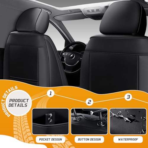 Image of Fit for Toyota RAV4 Seat Covers Full Set 2008-2026 | Nappa Leather Seat Covers for RAV4 Full Set, Airbag Compatible, Full Coverage Seat Protectors, Easy Install(Black /White)