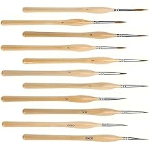 Professional Detail Paint Brush Set, 11 Pieces, Nylon Hair, Metal Ferrule, Wood Handle, Sizes 00000-7