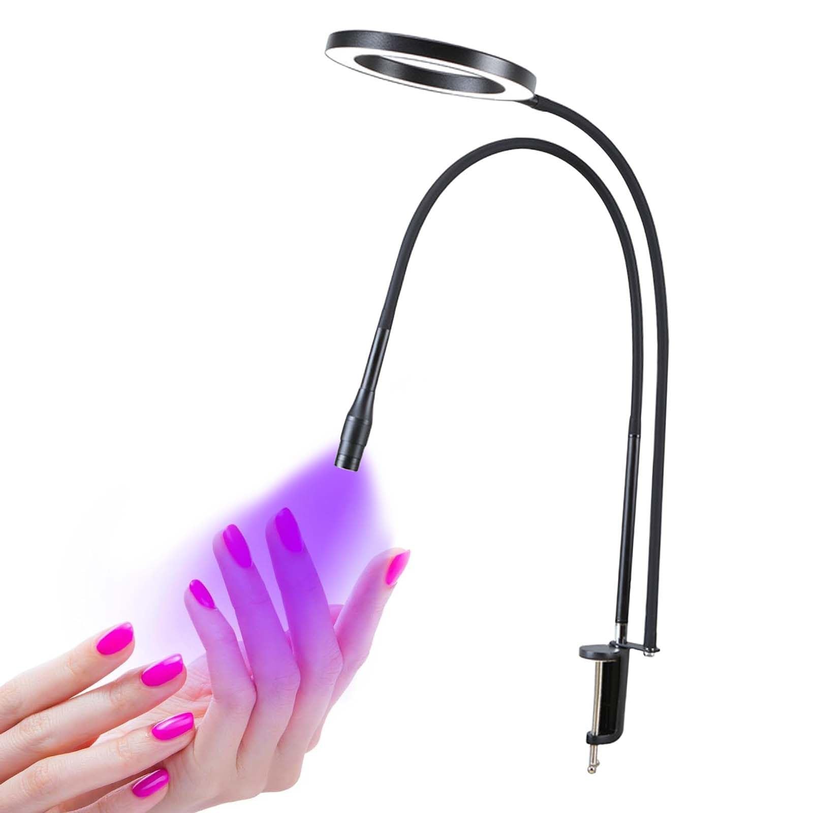 Lampa błyskowa LED typu gęsia szyja z bezstopniowym przyciemnianiem, 3 tryby kolorów i regulacja rozmiaru plamki do utwardzania lakieru do paznokci, szycia, malowania, rysowania, majsterkowania