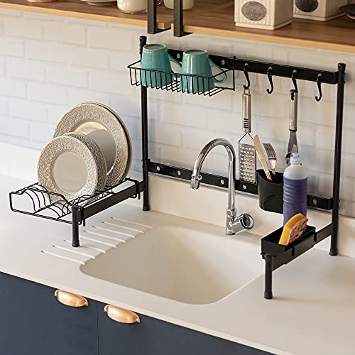 Rack Prateleira Organizadora para Pia de Cozinha Suspensa, Cor Preto, Metaltru