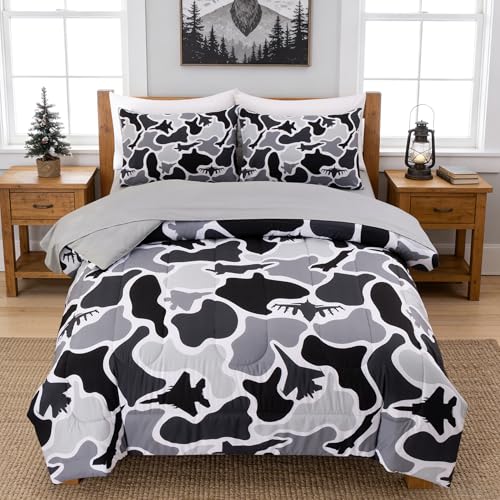 Holawakaka Kids Teens Fighter Jet Camouflage Bedding Set, 5-Piece Twin