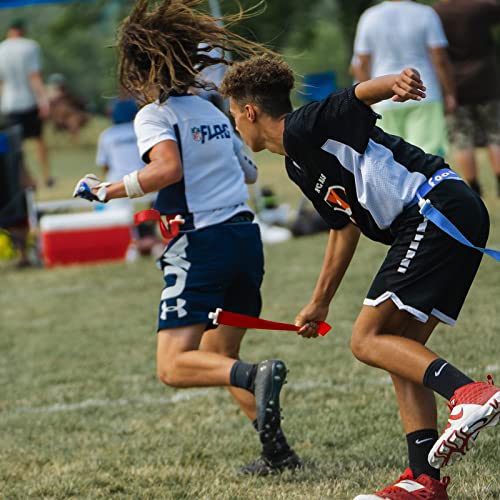 Anckne Flag Football Set, 2 Player Flag Football Belts For Kids/Youth/Adult, Includes 2 Adjustable Belts, 6 Flags, Strong Buckle Belt For Kids Players Of Flag Football (3 Red & 3 Blue Flags) #TOP3