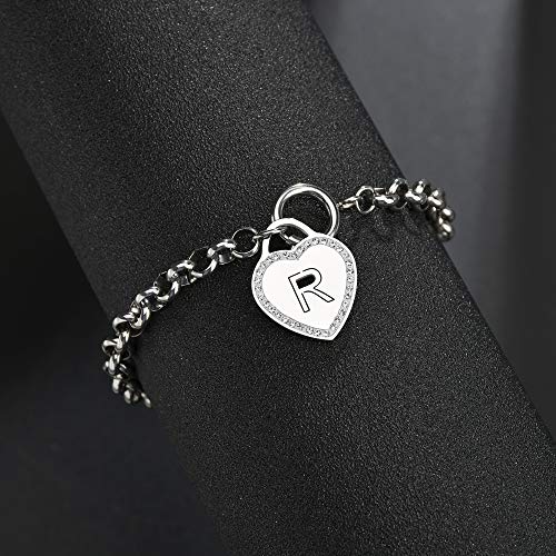 Image of CaleesLLC Letter A to Z Initial Charm Bracelet Adjustable Stainless Steel Anklet Personalized Wrist Link for Women