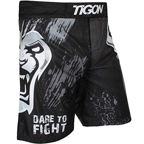 Tigon MMA Pantalones cortos de combate de tigre UFC Grappling cortos de boxeo Muay Thai Cage Pantalones, color negro, tamaño medium