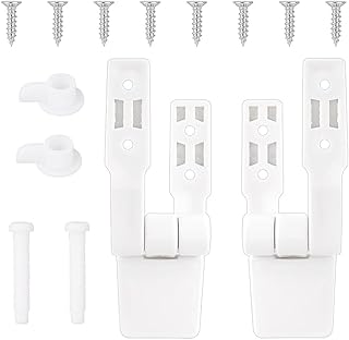 2Pcs Toilet Seat Hinge Replacement, Plastic Toilet Bolts Kit with Screws and Nuts, White Universal Toilet Seat Hardware for Replacement and Repair