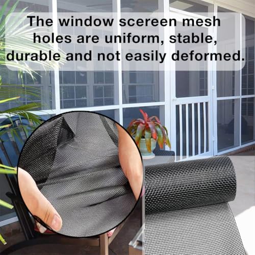 90cm x 30m Pet Proof Window Screens Replacement, Cuttable Fiberglass Roll Screens Door Mesh, Repair Screens Net DIY Screening Mesh Netting Black for Windows, Door, Pool, Porch,Patio-36 x 100' by maebeacae - Image 6
