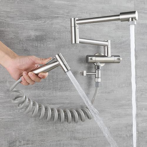 Robinet de cuisine mural pliable en inox brossé orientable 360 - 5