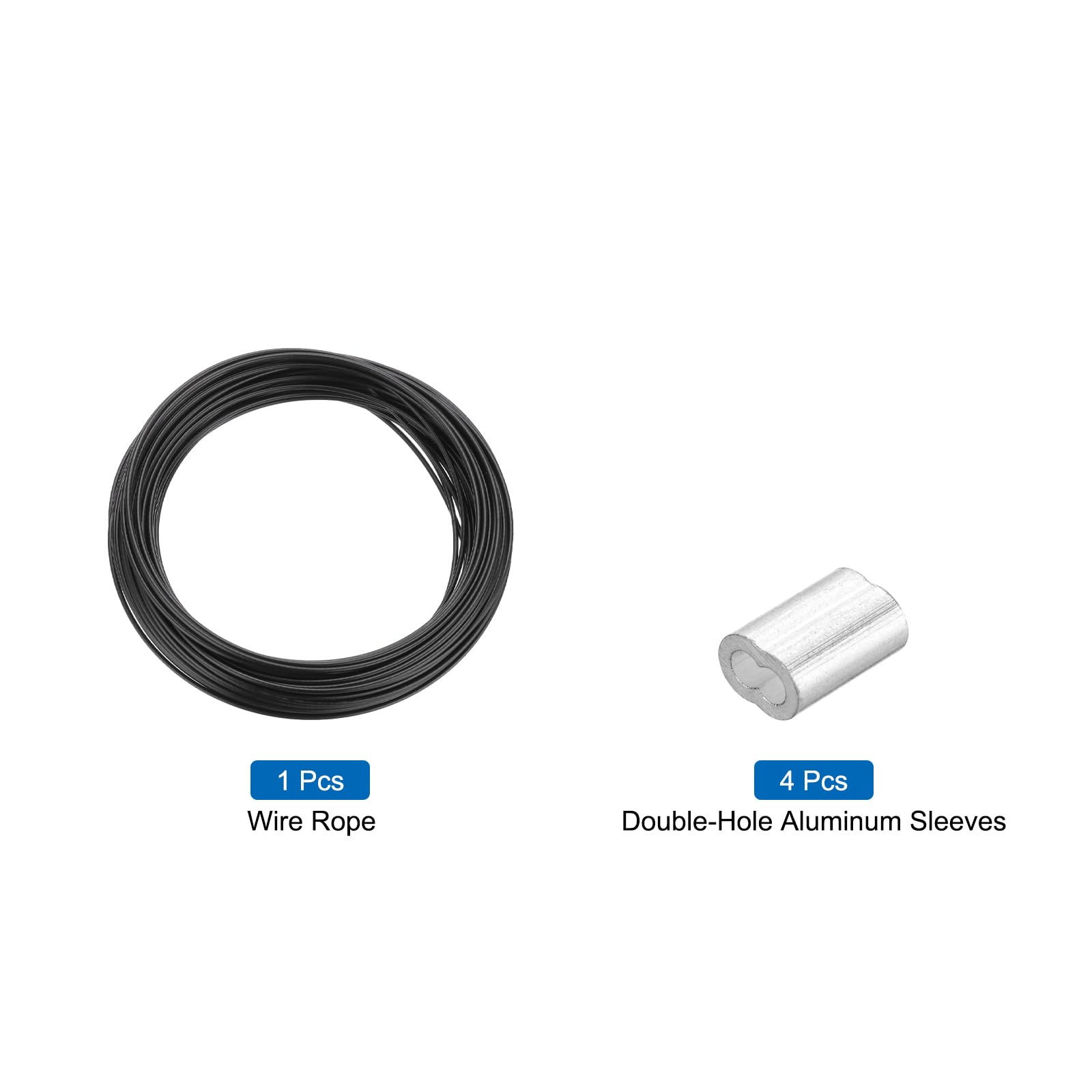 Cavo In Acciaio Inossidabile 304 Con Rivestimento In Vinile - 5 Metri (16 Piedi), Spessore 1,2 Mm, Con 2 Maniche In Alluminio