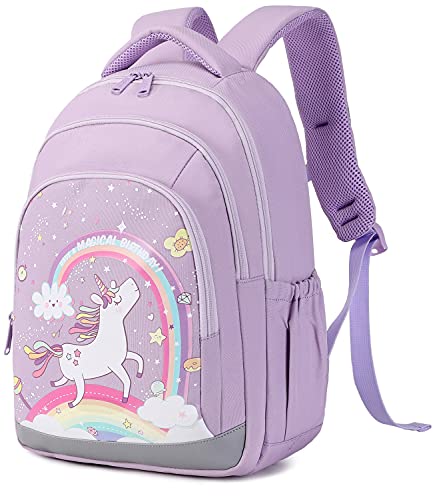 Abshoo Cute Kids Backpack For Girls Kindergarten Elementary Unicorn School Backpacks With Chest Strap (Unicorn Purple)2