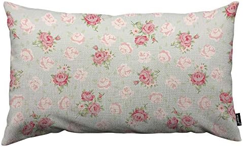 HOSNYE Rose Throw Pillow Cover Elegance with Shabby Chic Rose Flowers in Vintage Style Linen Fabric for Couch Bed Sofa Car Waist Cushion Cover 12 x 20 inch Pillow Case