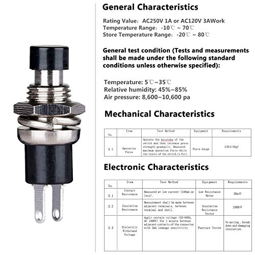 Clyxgs Momentary Push Button Switch，Spst Normal Open No Switch 2 Pin Mini Micro 1A 250V Ac Black +Red Cap 30 Pcs #TOP1