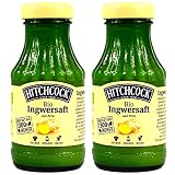 Hitchcock - 2er Pack BIO Ingwersaft Direktsaft aus ca. 300g Ingwer - Natur Ingwer Direkt Saft pur 0.2 Liter Glasflasche (Ginger Juice)