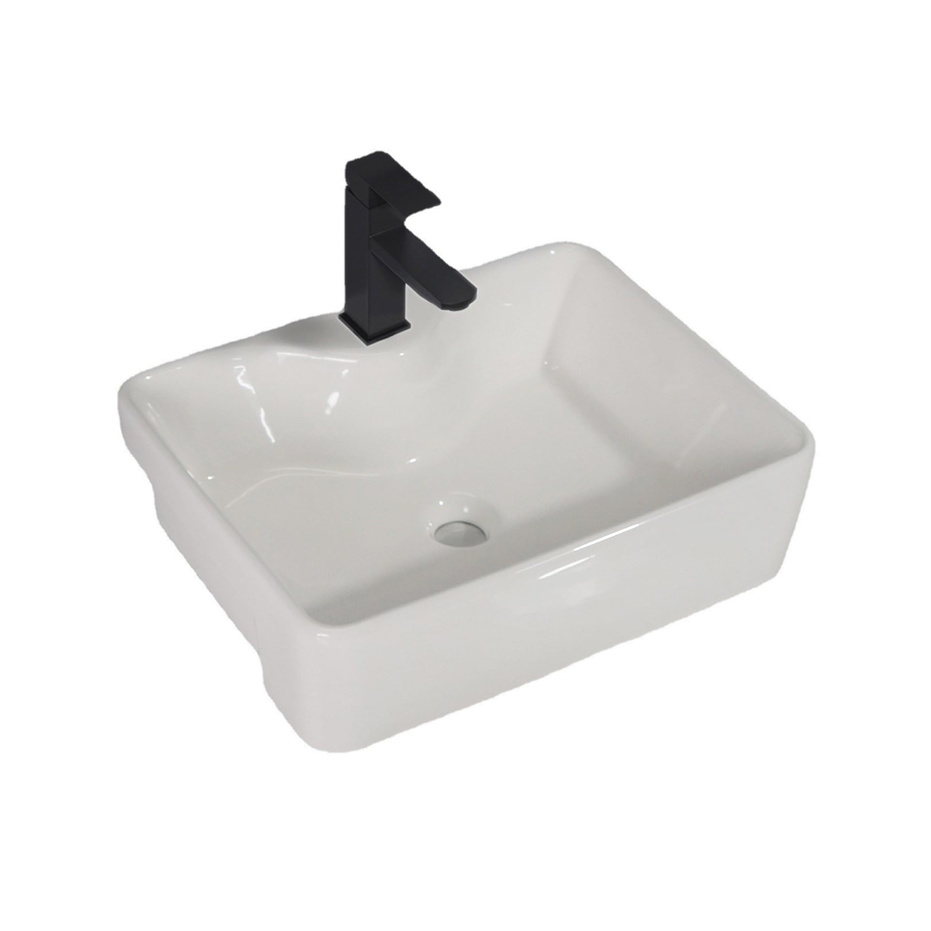 Évier en céramique rectangulaire : lavabo salle de bains domestique et balcon