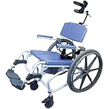 EZee+Life+18%22+Tilt+Shower+Rehab+Commode+Bath+Toilet+Wheelchair+with+24%22+Wheels