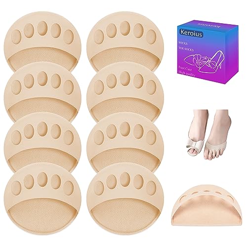 Image of 4 Pairs Honeycomb Fabric Forefoot Pads Women High Heels Invisible Socks High Heel Comfort Pads for Relieving Foot (Beige)