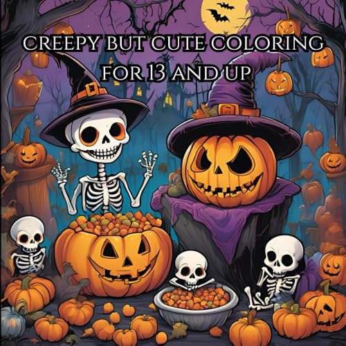 Creepy but cute Halloween coloring for 13 and up