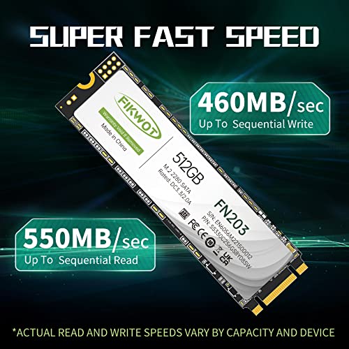 Fikwot Fn203 512Gb M.2 Sata Ssd - Slc Cache 3D Nand Tlc Sata Iii 6Gb/S M.2 2280 Ngff Internal Solid State Drive, Up To 550Mb/S, Compatible With Ultrabooks, Tablet Computers And Mini Pcs #TOP1
