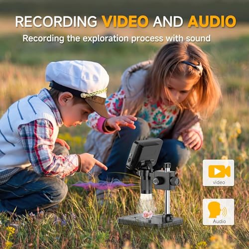 Image of ETZIN 4.3 inch LCD Digital Microscope for Adults Kids, Coin Microscope 50X - 1000X Magnification with IPS Screen, 8 LED Lights, PC View, USB Microscope for Windows /MacOS, Black (EPL-1220IM)