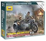 Zvezda Models 1/72 German Motorcycle R-12 with Sidecar