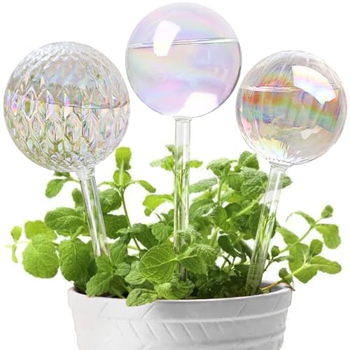 E-feilai ‌Glass Self-Watering Globes - Plant Watering Spikes for Outdoor Garden & Indoor Houseplants, 6 Pack Slow-Release Watering Dripper System, Prevents Over/Under Watering‌