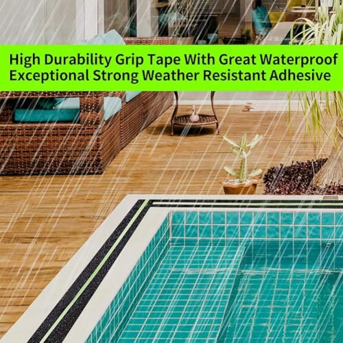 Image of Aarni 10-Meter Anti Slip Tape with Glow in Dark Stripe for Stairs Waterproof Non Slip Strips for Stair Treads Black & Green Non-Slip Traction Tapes