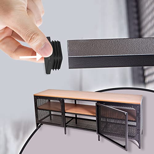 Image of Prescott Plastics 3 inch (76.2mm) Outer Perimeter Ribbed Plastic Hole Plugs, Square Black Metal Tubing End Caps, Strong Furniture Leg Inserts, Impact & Weather Resistant, Made in the USA - 4 Pack