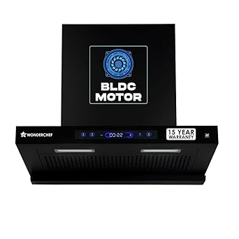 Wonderchef Ultra Sleek 60cm Filterless Auto-clean Kitchen Chimney with Oil Collector, BLDC Motor, Suction 1800 m3/hr, Motion Sensor + Touch Control, 15-Yr Warranty on Motor & 5-Yr Comprehensive, Black
