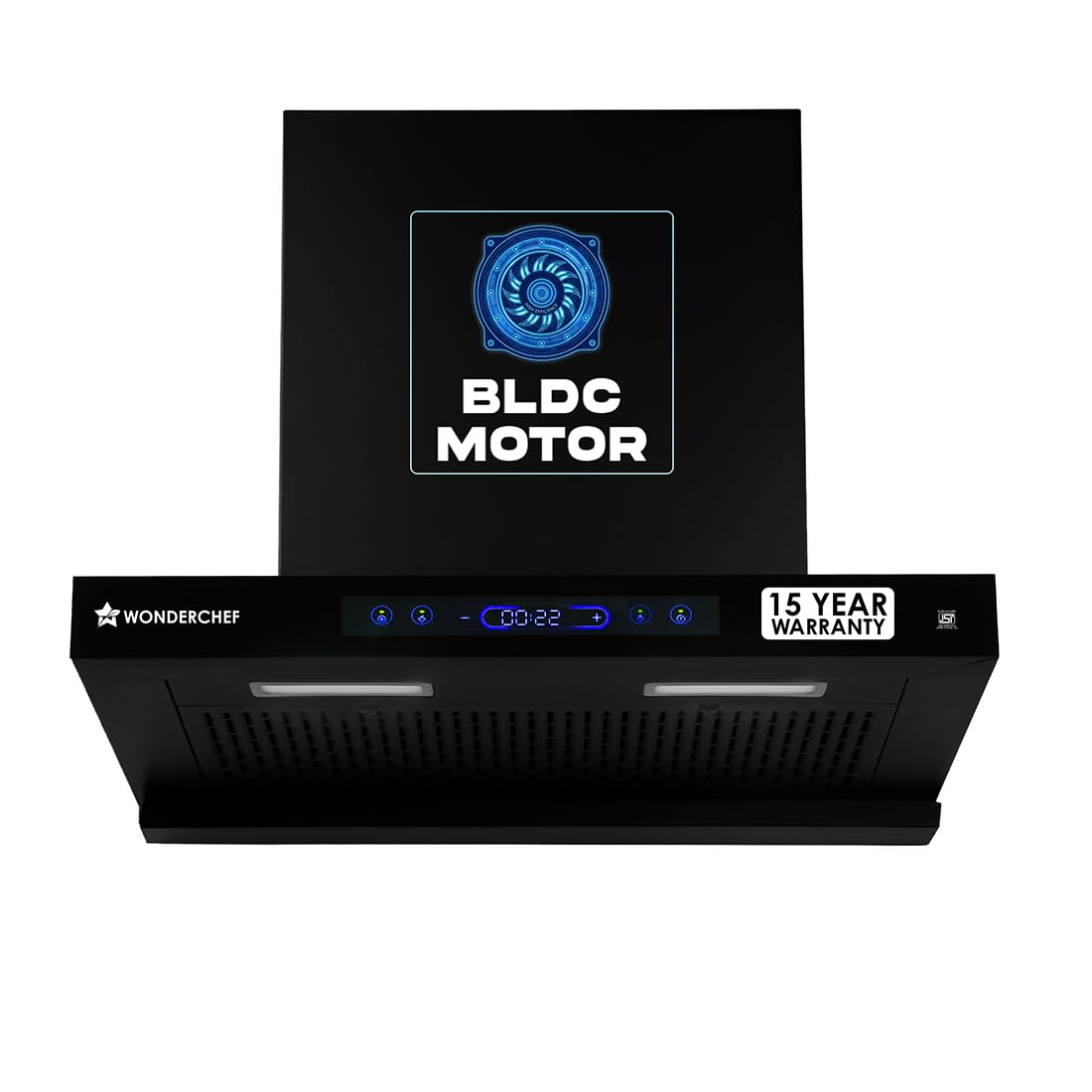 Wonderchef Ultra Sleek 60cm Filterless Auto-clean Kitchen Chimney with Oil Collector, BLDC Motor, Suction 1800 m3/hr, Motion Sensor + Touch Control, 15-Yr Warranty on Motor & 5-Yr Comprehensive, Black-image-17