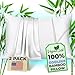 Bamboo Pillow Cases Lyocell - Set of 2 Zippered Pillowcase, White, Queen 20x30 Inches, Ultra Soft Cooling Pillow, Stay Cool Pillow, Eco Friendly Acne Pillowcase Like Silk Pillowcase for Hair