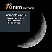 Vista 3 de Celestron – Telescopio AstroMaster 70AZ – Telescopio refractor – Óptica de vidrio totalmente recubierta – Trípode de altura ajustable – Paquete