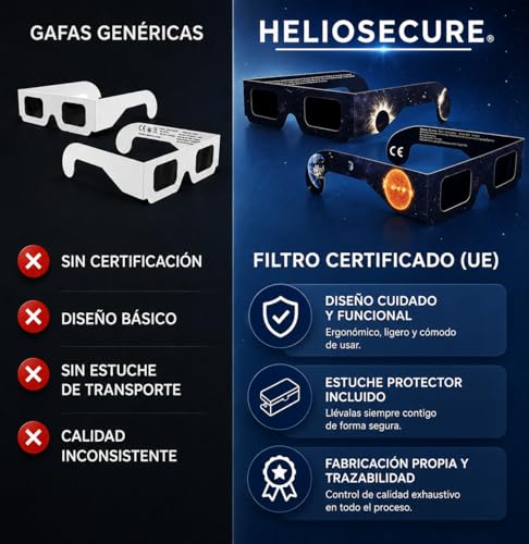 Miniatura 5 de Heliosecure Gafas Eclipse Solar Pack 2 Homologadas Ce En Iso 12312-2:2015 Con Instrucciones Y Funda Protectora