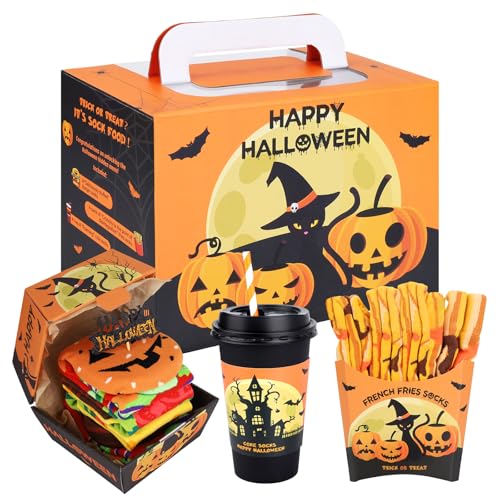 AGRIMONY Divertida caja de calcetines de palomitas de maíz con tacos de hamburguesa para perros calientes, regalos de Navidad para hombres, adolescentes, niños y mujeres, Hamburguesa de gato de