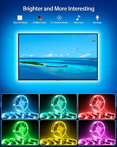 Daymeet Tv Led Lights, Led Lights For Tv Led Backlight For 32-60 Inch, 9.8Ft Tv Led Light Strip,Rgb Color Changing Led Tv Light With Remote, Music Sync Bluetooth App Control Usb Powered #TOP6