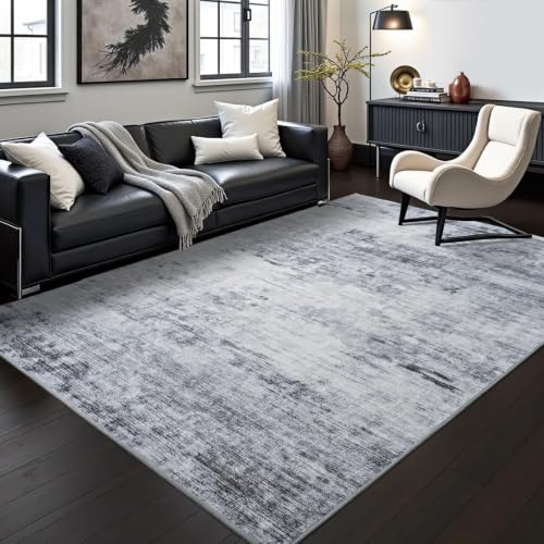Toneed 4x6 Washable Non Slip Area Rugs for Bedroom Living Room, Grey