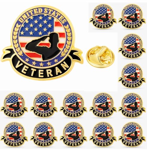 DISCAO 12/25/50/100 pieces Veteran brooches pins enamel American veterans pin USA Veterans lapel pin Memorial Day pin for Clothes Backpack Hat Military patriotic Decoration Souvenir gift badge bulk (12)