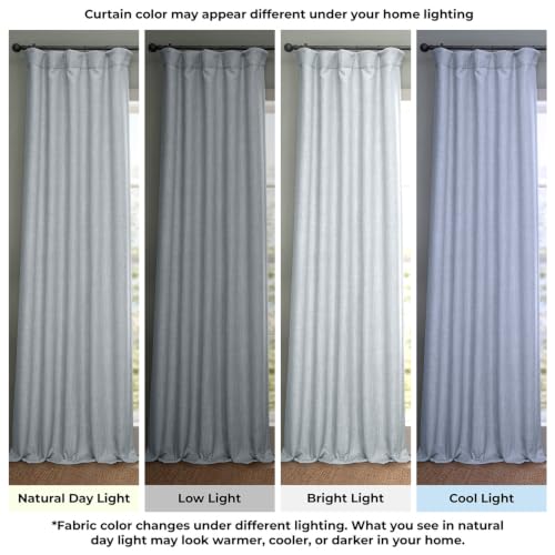 Image of HPD Half Price Drapes - Faux Linen Curtains for Living Room (1 Panel) - 50W X 108L - Textured Room Darkening Curtains for Bedroom 108 Inches Long - Drapes for Home Decor, Heather Grey