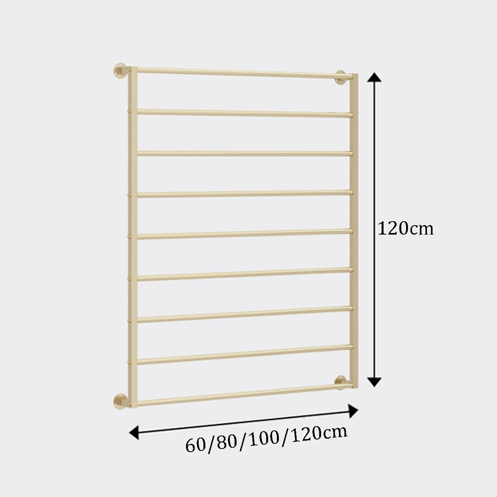 Appendiabiti da parete per cravatte e sciarpe, multifunzione, in metallo, organizer per carta da regalo e nastri, salvaspazio, finitura dorata (60 x 120 cm)