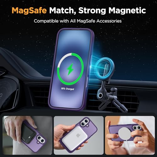 Image of Miracase Magnetic Series for iPhone 16 Case [Compatible with MagSafe] Military-Grade Protection, Anti-Fingerprint, Slim Phone Case for iPhone 16 6.1 inch - Deep Purple