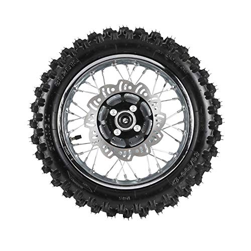 ZXTDR 3.00-12 1.85x12 Rear Wheel With 12mm Bearing Axle 80/100-12 Tire Rim & Brake Disc Rotor and Sprocket for Dirt Pit Bike