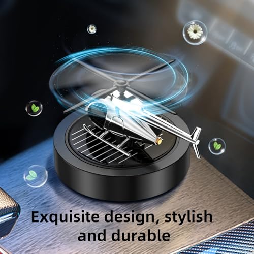 Image of Car Diffuser Quiet & Stylish Helicopter Solar Dashboard Decor Auto-Rotating Air Purifier for Men & Military Enthusiasts Enhance Driving Experience (Black)