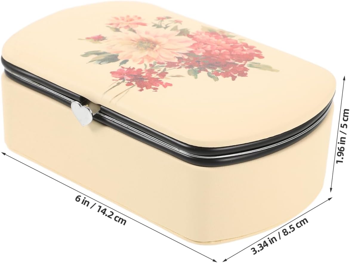 FRCOLOR Travel Jewelry Box Small Pu Leather Organizer with Multiple Compartments for Necklaces Rings Earrings Compact Portable Jewelry Case for Women