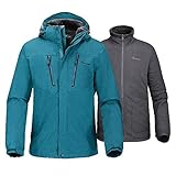 OutdoorMaster Men's 3-in-1 Ski Jacket - Winter Jacket Set with Fleece Liner Jacket & Hooded Waterproof Shell - for Men