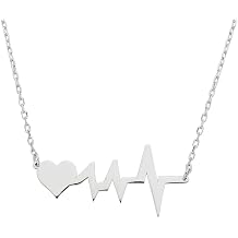 925K Sterling Silver Heart Life Line Necklace for Women, Heartbeat Pulse EKG Love Cardiogram Pendant,Gift for her