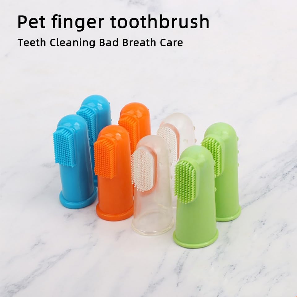 Generic My Forever Pet Finger Toothbrush for Dogs and Cats, 4-Pack, Soft Bristles, Green/Blue/Orange/Purple